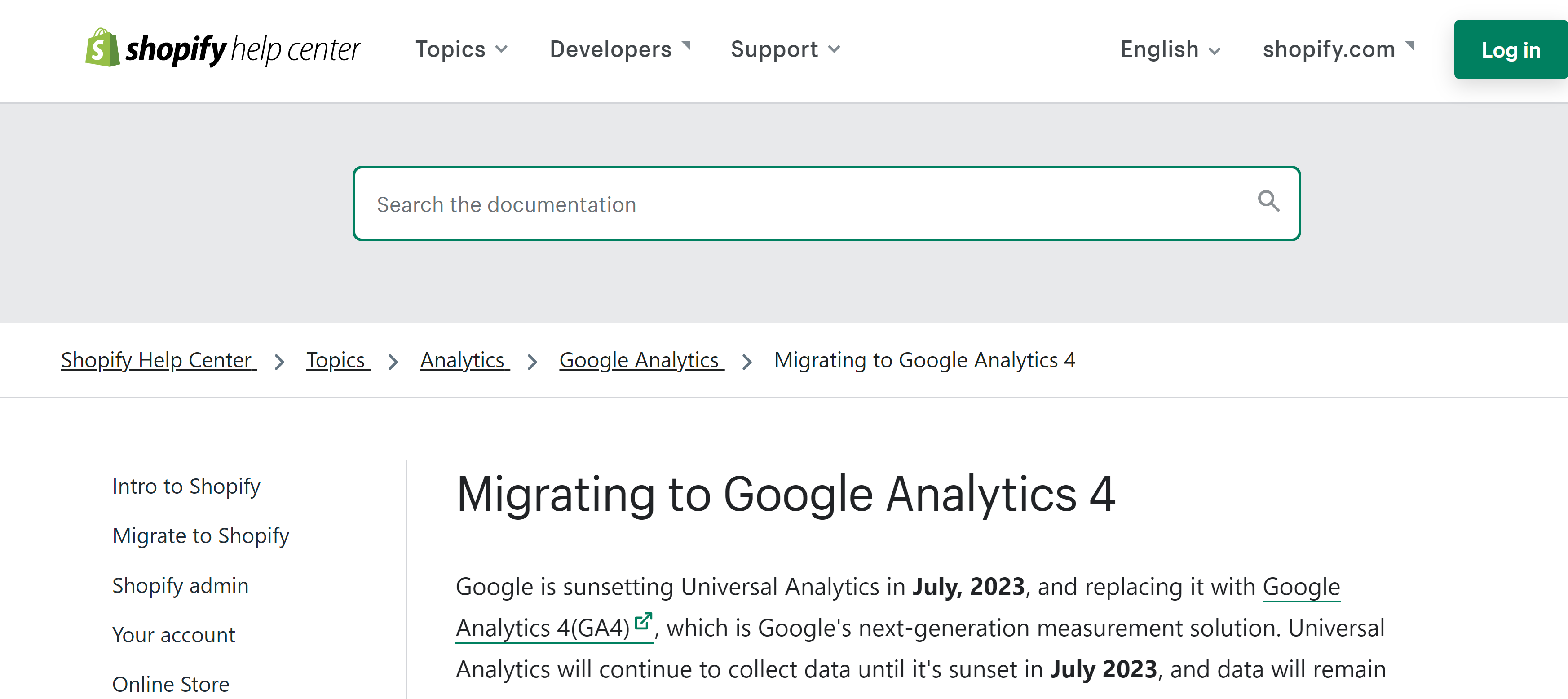 Shopify Migrate to GA4